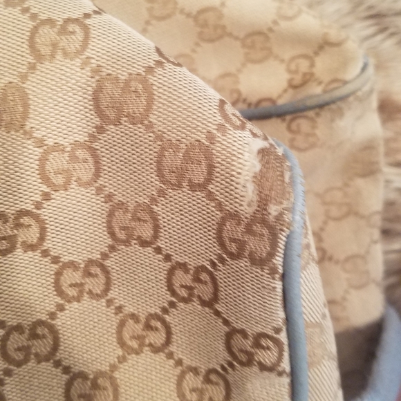 Gucci Monogram Web Carry on Travel Duffle Vintage Canvas w/Blue leather - Picture 5 of 16